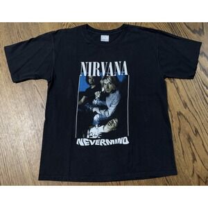 Vintage‎ Nirvana Nevermind T-Shirt 1991 Short Sleeve Black All Sport Size Large